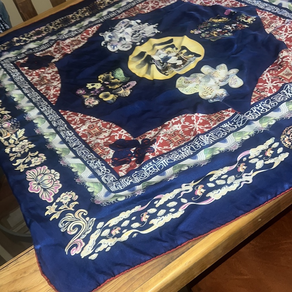 💯 SILK Extra Large Vintage Scarf Wrap - Picture 5 of 12